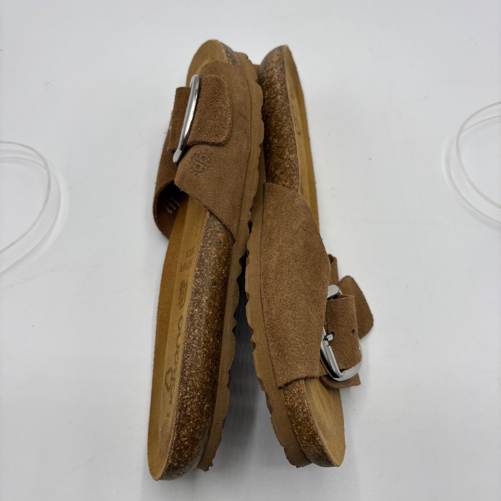 Yokono Ibiza Suede Buckle Slide Sandals Tan Brown Made in Spain‎ Women's Size 8 - Picture 6 of 10